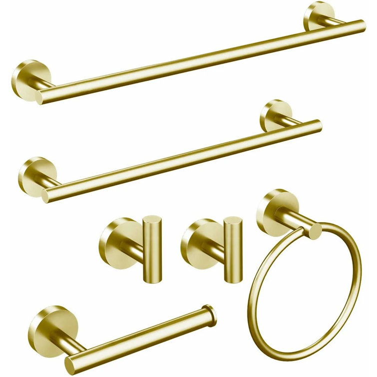 KISRAIS 6 Piece Stainless Steel Bathroom Towel Rack Set Wall Mount Reviews Wayfair